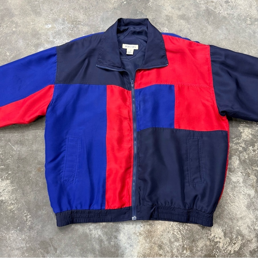 Vintage Bogari Silk Colorblock Full Zip Jacket Windbreaker - Picture 5 of 8